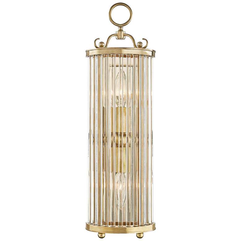 Image 1 Hudson Valley Glass No.1 19" High Aged Brass and Crystal Wall Sconce
