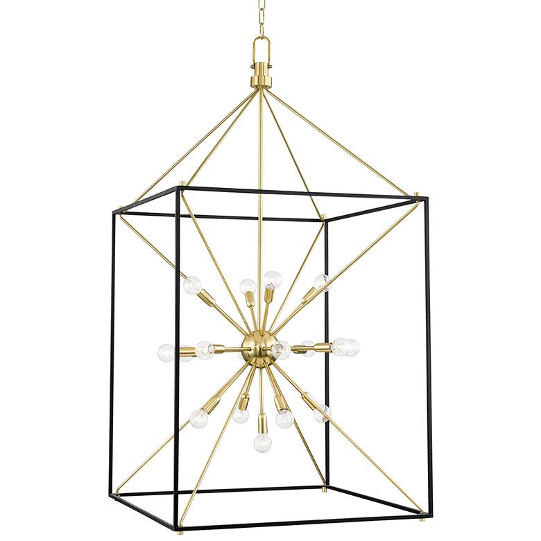 Image 2 Hudson Valley Glendale 27"W Aged Brass 5-Light Chandelier