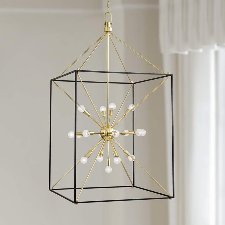 Image 1 Hudson Valley Glendale 27"W Aged Brass 5-Light Chandelier