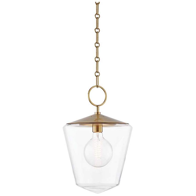 Image 1 Hudson Valley Greene 11 3/4" Wide Aged Brass Mini Pendant