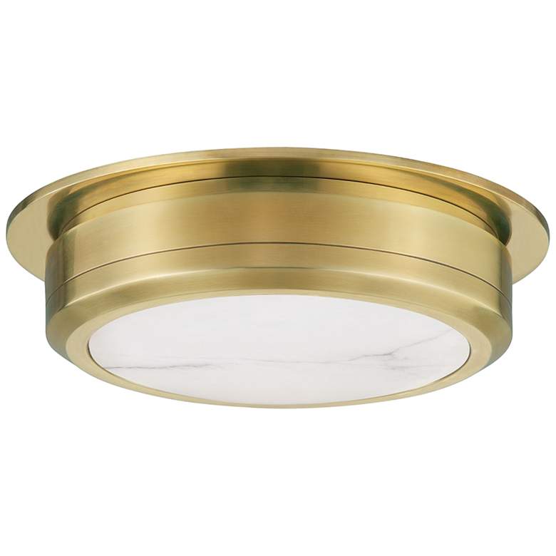 Image 2 Hudson Valley Greenport 14"W Aged Brass LED Ceiling Light