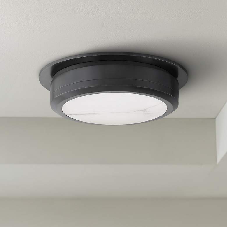 Image 1 Hudson Valley Greenport 14"W Old Bronze LED Ceiling Light