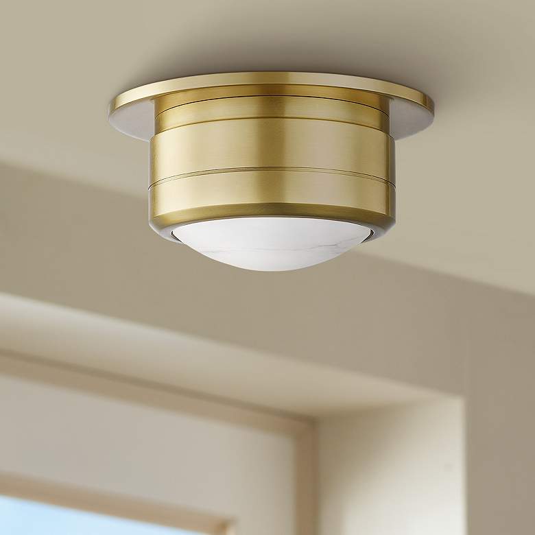 Image 1 Hudson Valley Greenport 7" Wide Aged Brass LED Ceiling Light