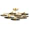Hudson Valley Griston 44" Wide Aged Brass 9 Light LED Semi Flush