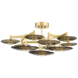 Hudson Valley Griston 44" Wide Aged Brass 9 Light LED Semi Flush