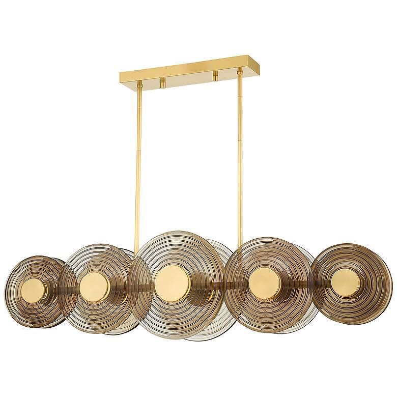 Image 3 Hudson Valley Griston 53" Wide Aged Brass 10-Light LED Island Light