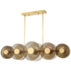 Hudson Valley Griston 53" Wide Aged Brass 10-Light LED Island Light