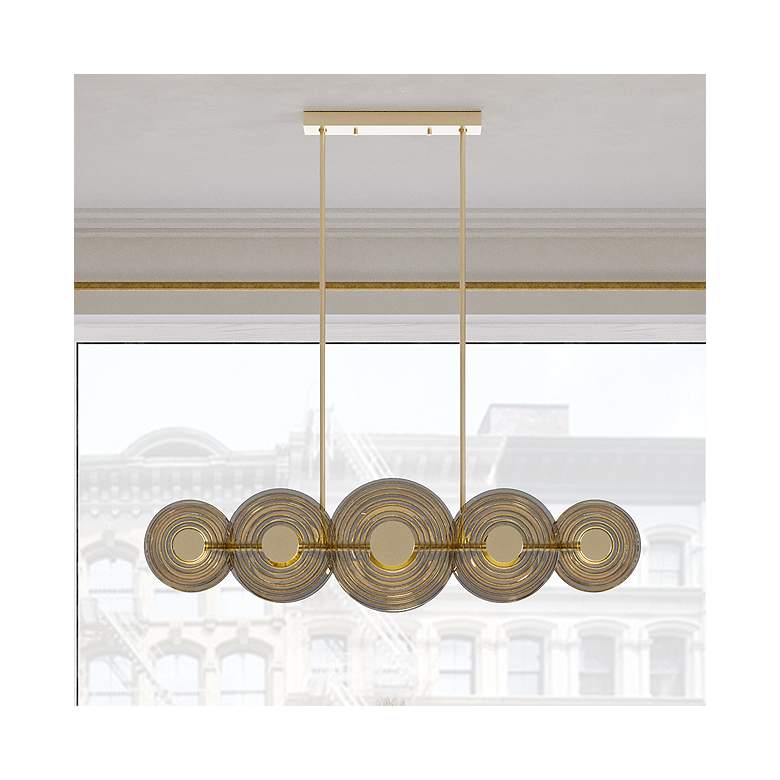 Image 2 Hudson Valley Griston 53" Wide Aged Brass 10-Light LED Island Light