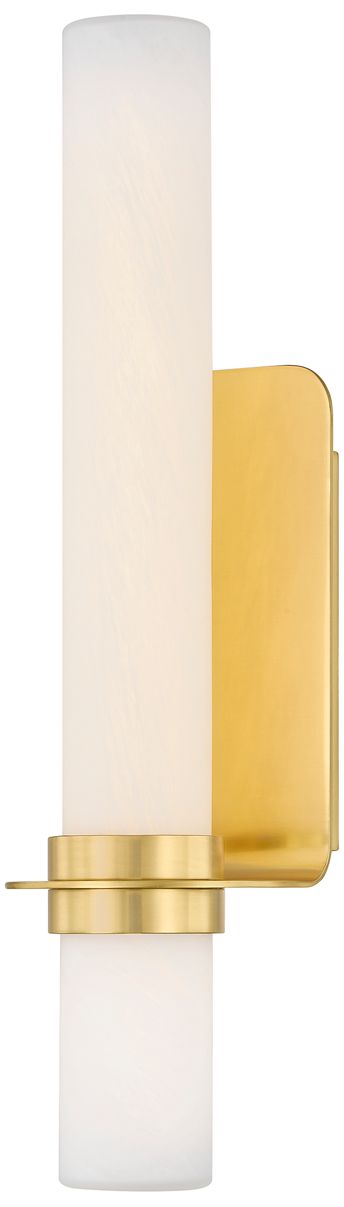 Image 2 Hudson Valley Groveland Station Wall Sconce 18 Inch In Aged Brass more views