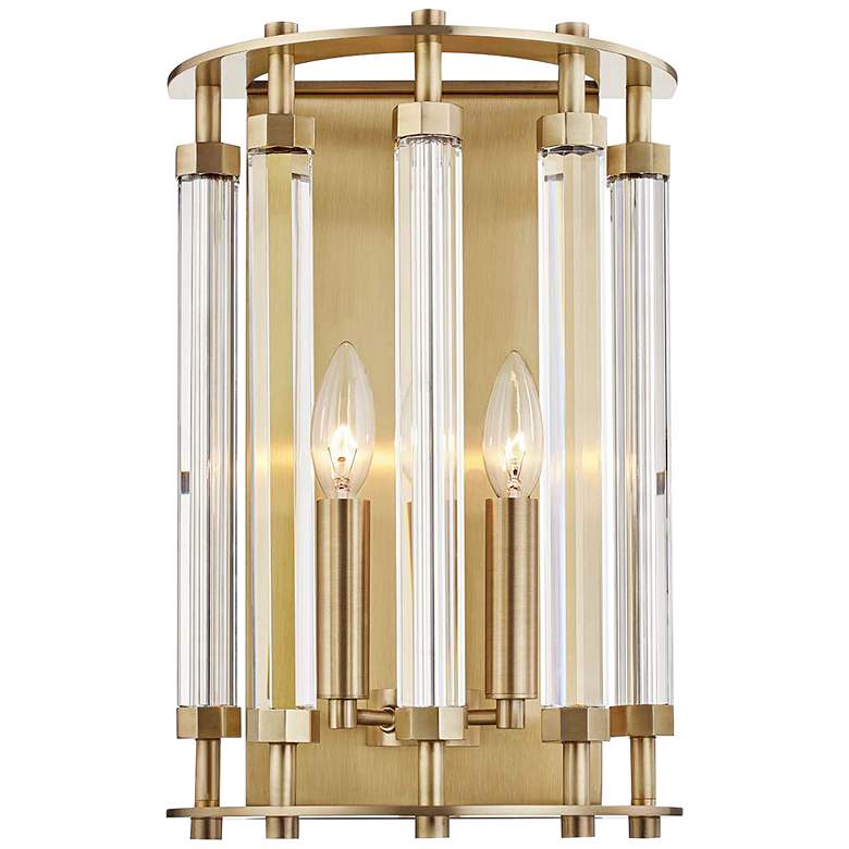 Image 1 Hudson Valley Haddon 15 1/2" High Aged Brass Wall Sconce