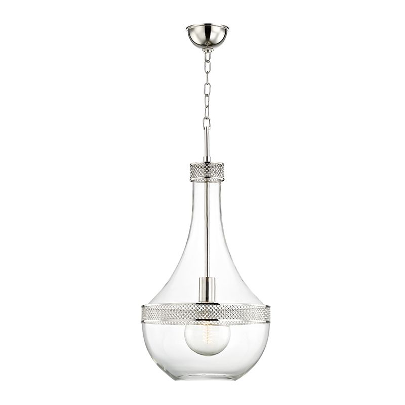 Image 3 Hudson Valley Hagen 14" Wide Polished Nickel 1 Light Large Pendant more views