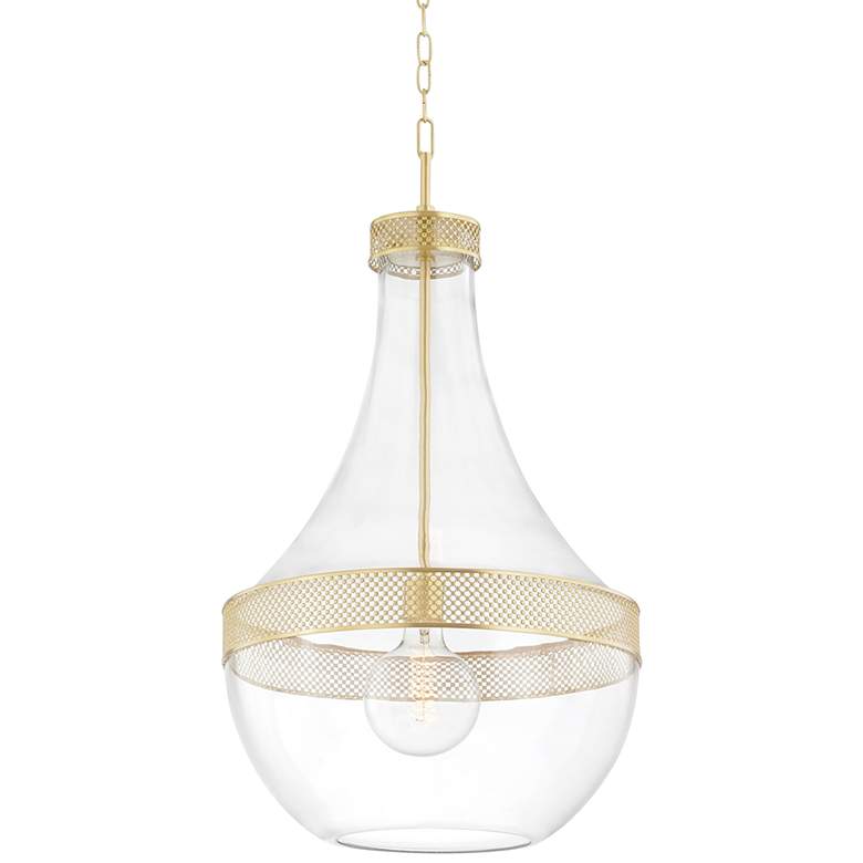 Image 2 Hudson Valley Hagen 17 1/2" Wide Aged Brass Pendant Light