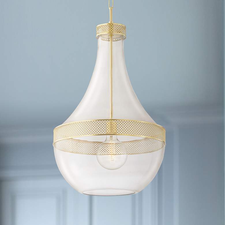 Image 1 Hudson Valley Hagen 17 1/2" Wide Aged Brass Pendant Light