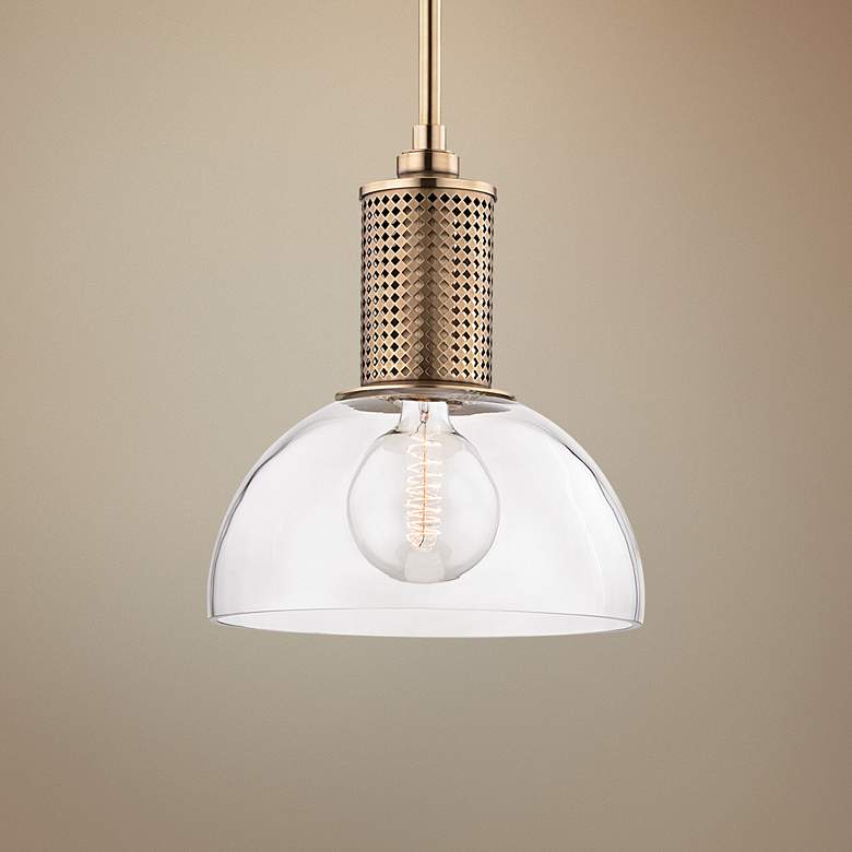 Image 1 Hudson Valley Halcyon 14" Wide Aged Brass Pendant Light