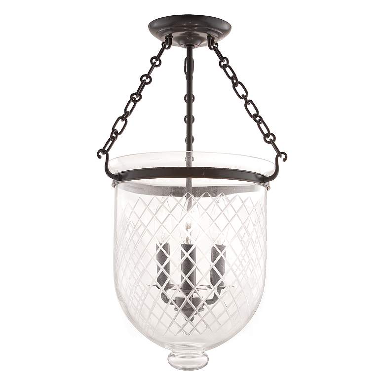 Image 1 Hudson Valley Hampton 12"W Cross-Cut Bronze Ceiling Light