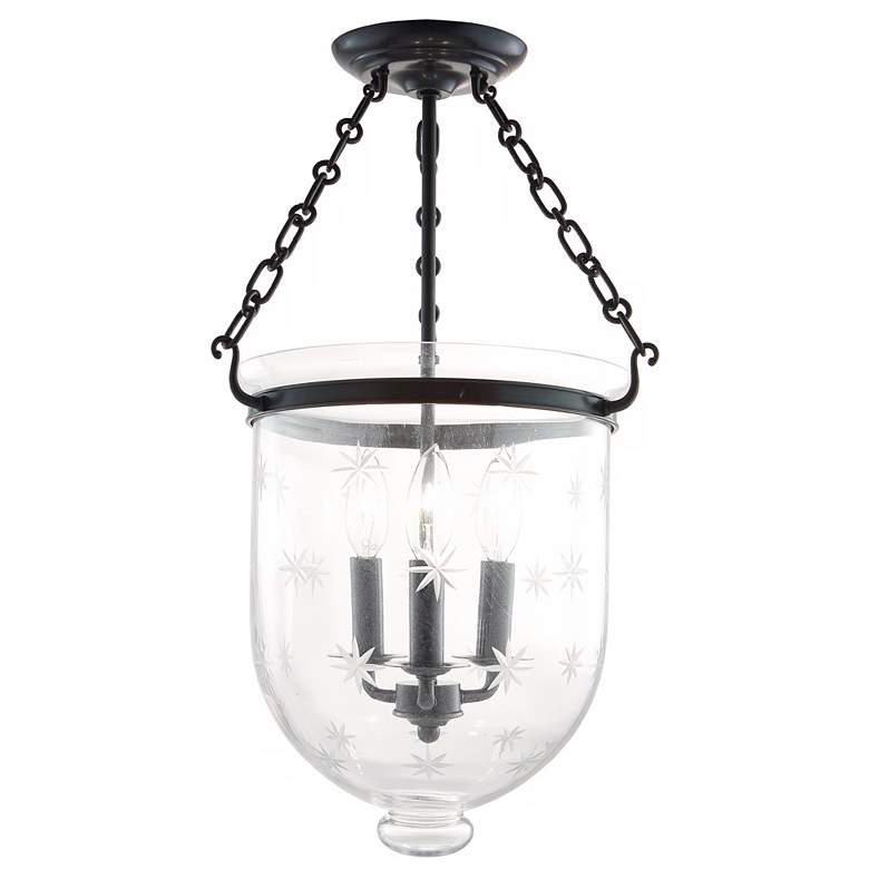 Image 1 Hudson Valley Hampton 12"W Star-Cut Bronze Ceiling Light
