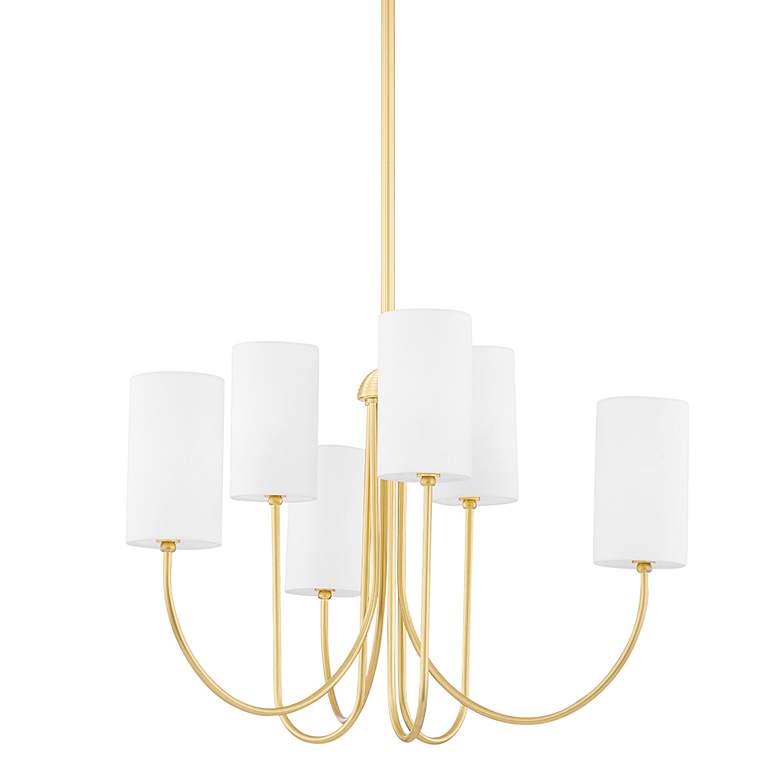 Image 2 Hudson Valley Harlem 27 1/2" Wide Aged Brass 6-Light Chandelier