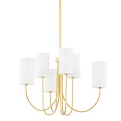 Hudson Valley Harlem 27 1/2" Wide Aged Brass 6-Light Chandelier