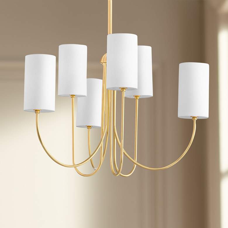 Image 1 Hudson Valley Harlem 27 1/2" Wide Aged Brass 6-Light Chandelier