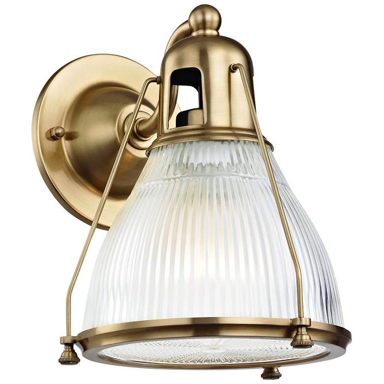 Image 1 Hudson Valley Haverhill 10" High Aged Brass Wall Sconce