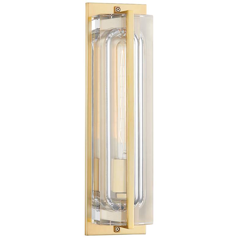 Image 1 Hudson Valley Hawkins 16 3/4" High Aged Brass Wall Sconce