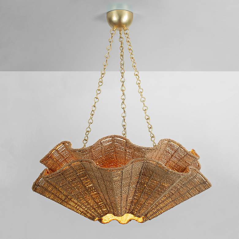 Image 3 Hudson Valley Hayworth 30 1/4" Woven Rope Shell Coastal Chandelier more views