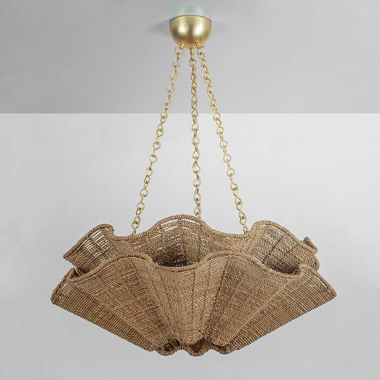 Image 4 Hudson Valley Hayworth 30 1/4" Woven Rope Shell Coastal Chandelier more views