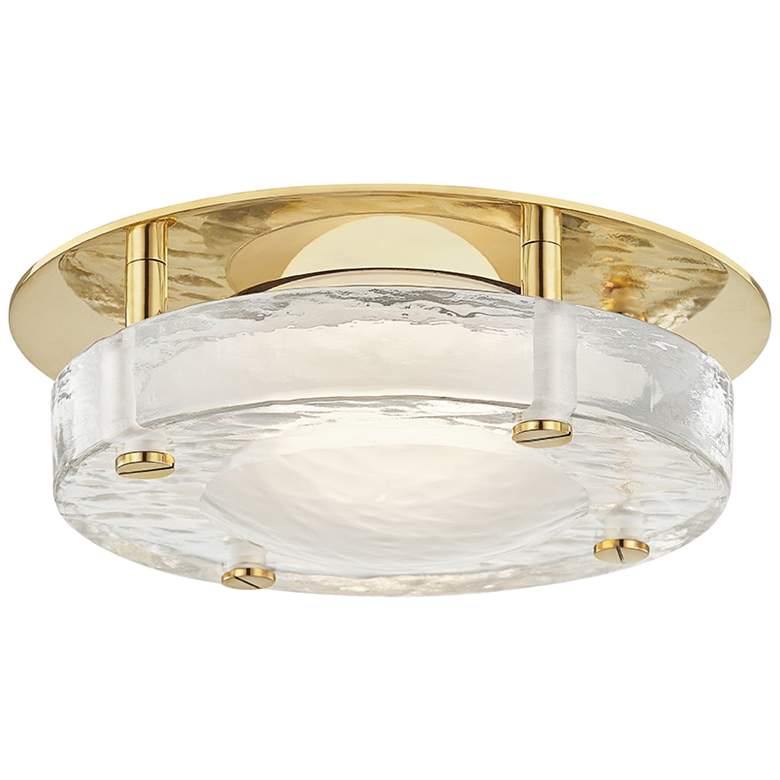 Image 2 Hudson Valley Heath 8 1/4" Wide Aged Brass LED Ceiling Light