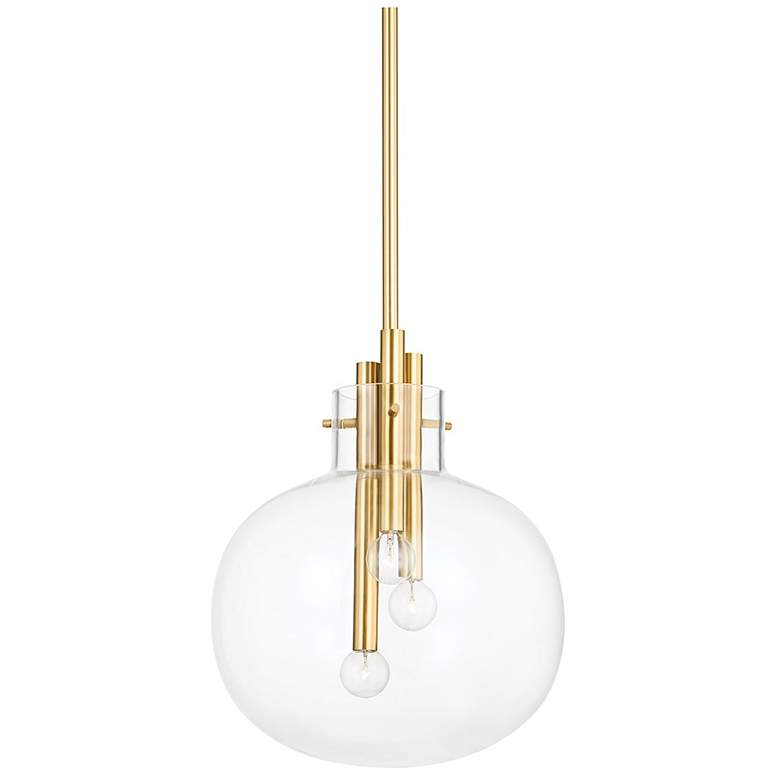 Image 1 Hudson Valley Hempstead 13 3/4"W Aged Brass Pendant Light