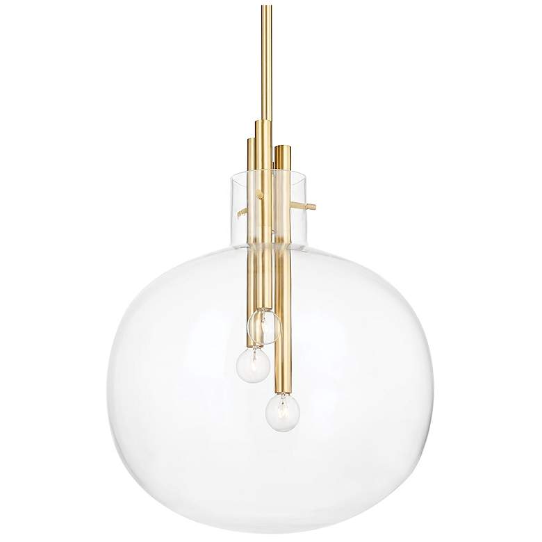 Image 2 Hudson Valley Hempstead 18 1/4" Wide Aged Brass 3-Light Pendant