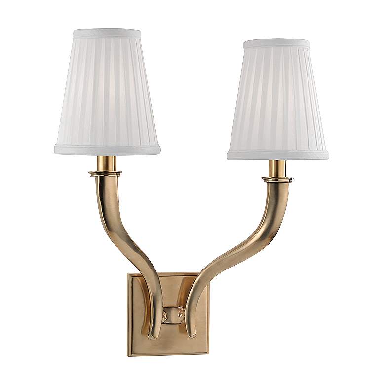 Image 1 Hudson Valley Hildreth 17 inch High Aged Brass Dual Wall Sconce