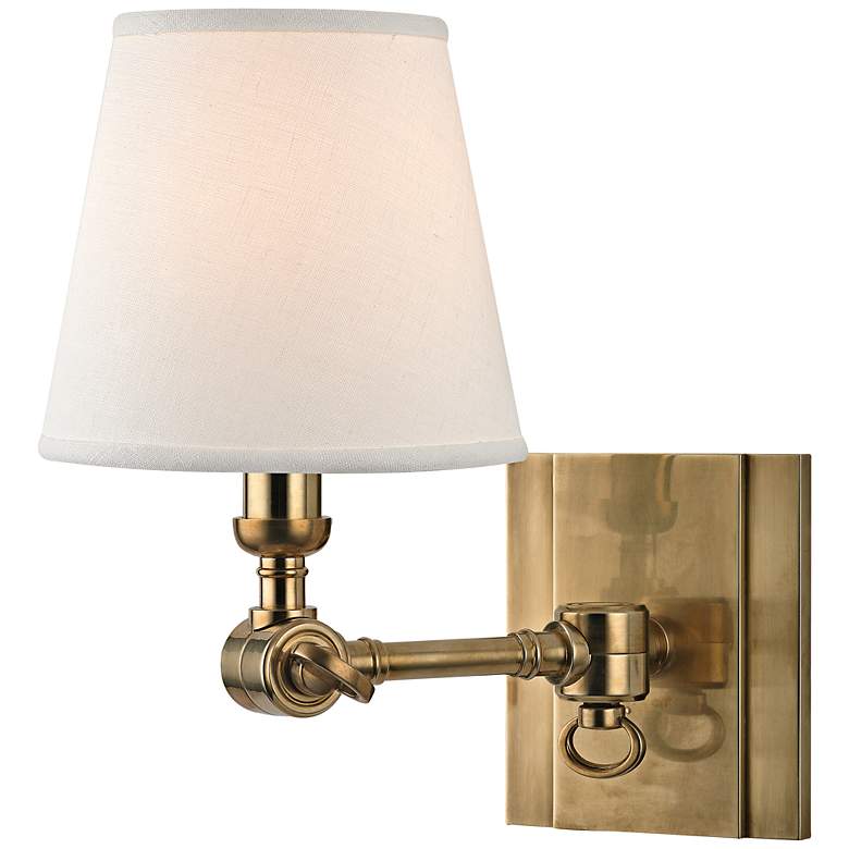 Image 1 Hudson Valley Hillsdale 10" High Aged Brass Wall Sconce