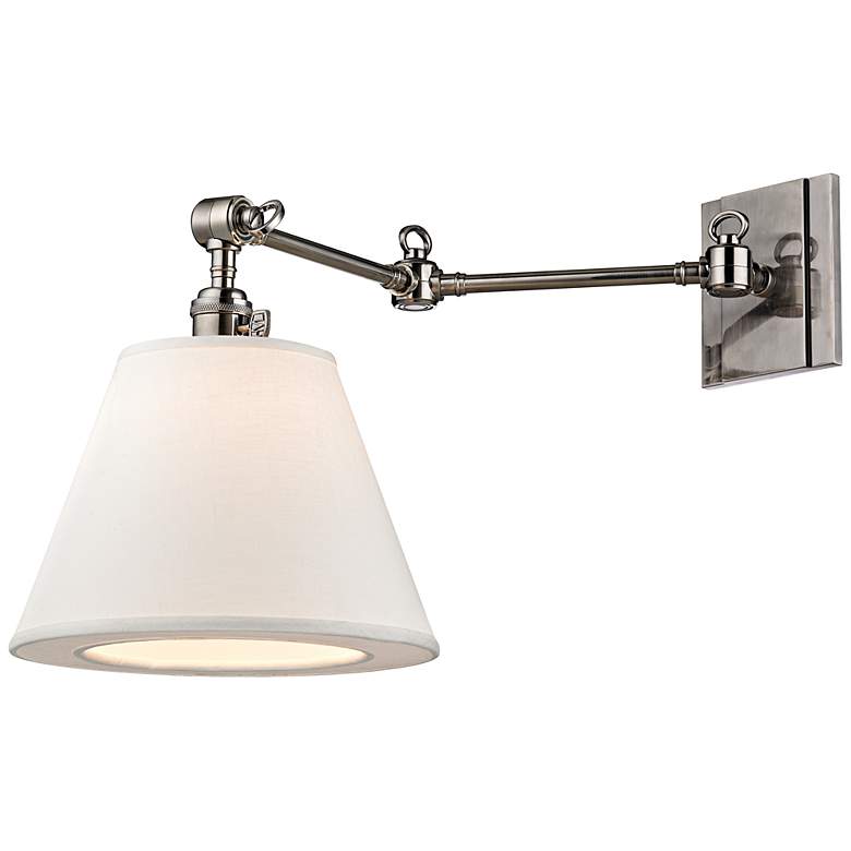 Image 1 Hudson Valley Hillsdale 12 3/4" Wide Nickel Wall Sconce