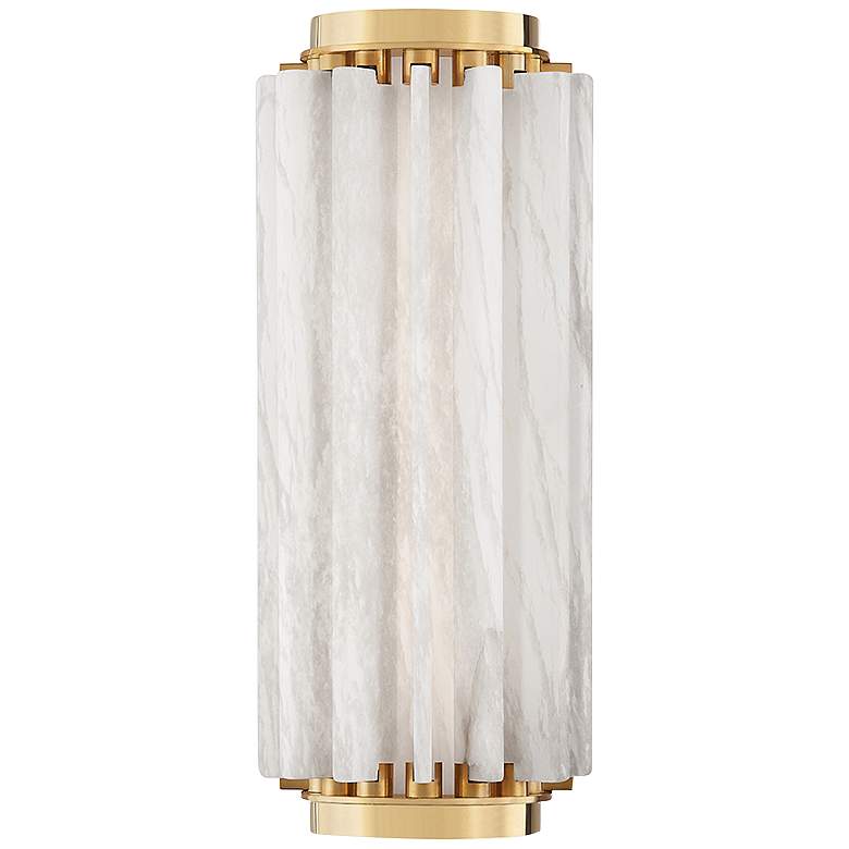 Image 1 Hudson Valley Hillside 13 1/2" High Aged Brass LED Wall Sconce