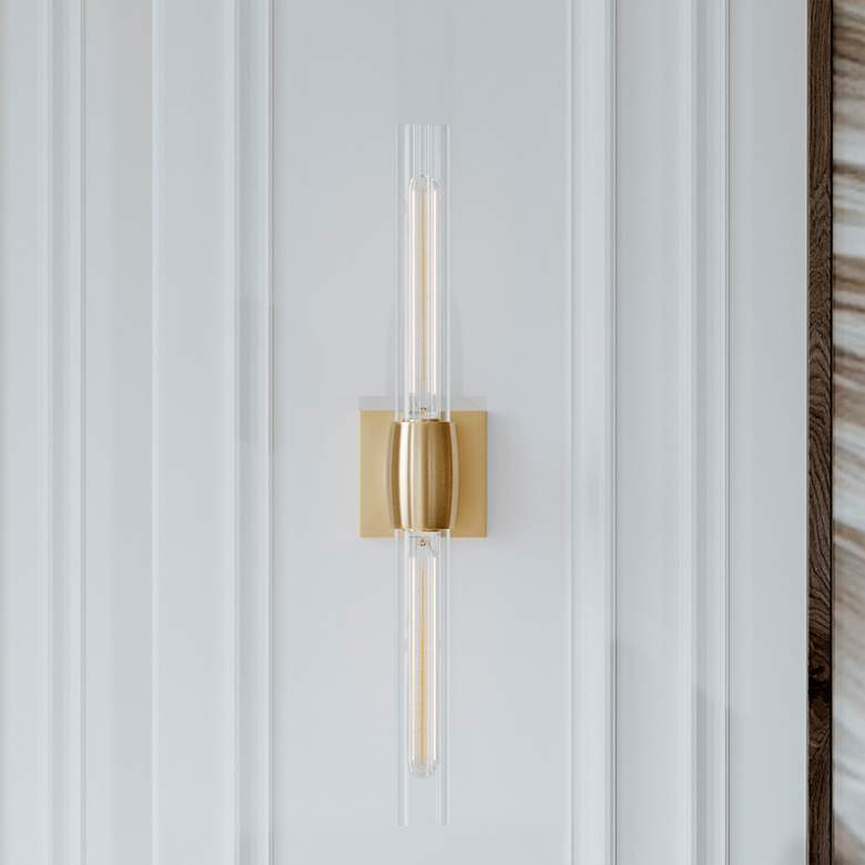 Image 1 Hudson Valley Hogan 24 1/2"W Aged Brass 2-Light Bath Light