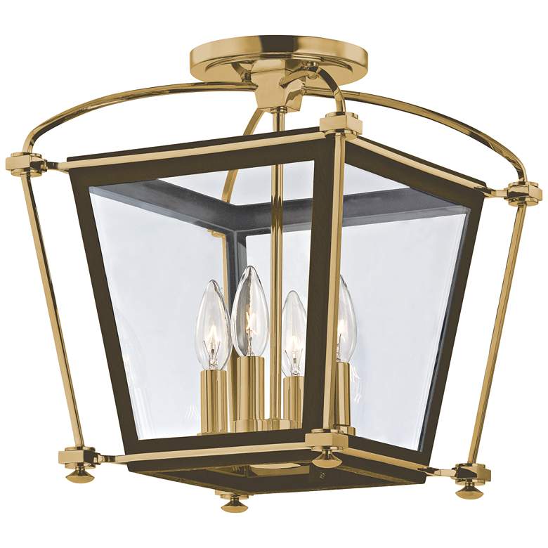 Image 1 Hudson Valley Hollis 12.75" Wide Aged Brass 4 Light Semi Flush