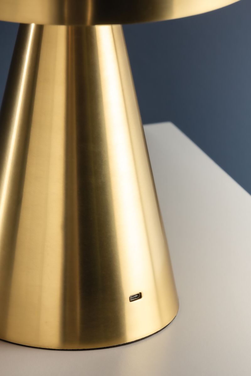 Hudson Valley Hopkinton Rechargeable Table Lamp 8.75 Inch In Aged Brass