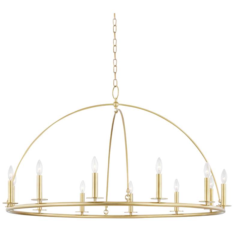 Image 1 Hudson Valley Howell 47 inch Wide Aged Brass 12-Light Chandelier