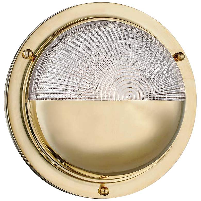 Image 1 Hudson Valley Hughes 10 1/2" High Aged Brass LED Wall Sconce