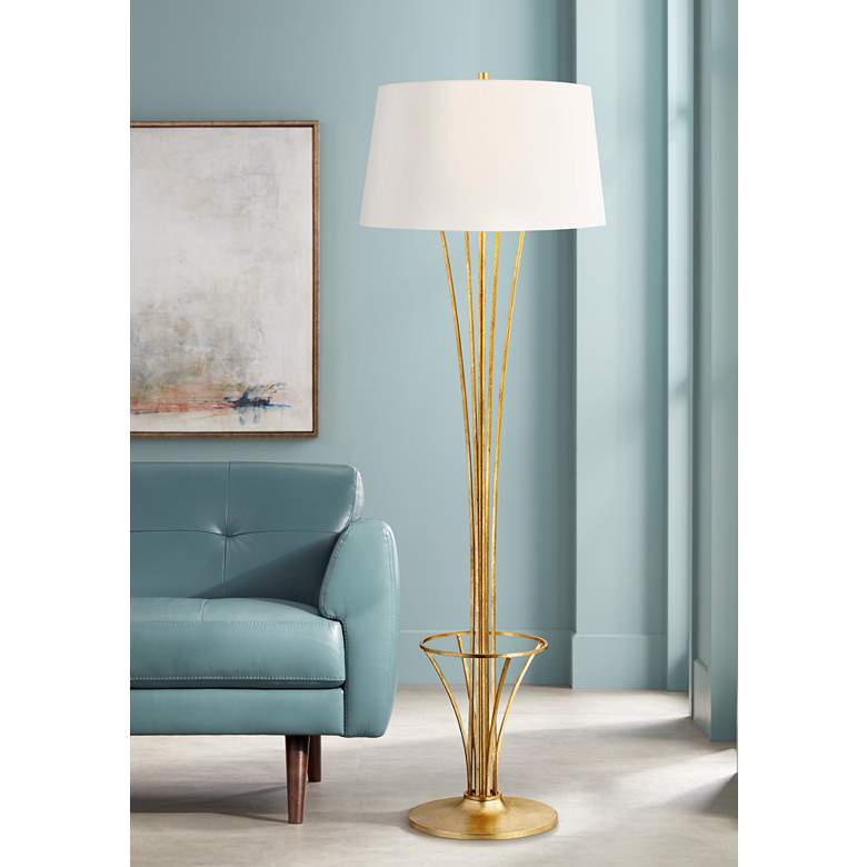 Image 1 Hudson Valley Hurley Gold Leaf Floor Lamp