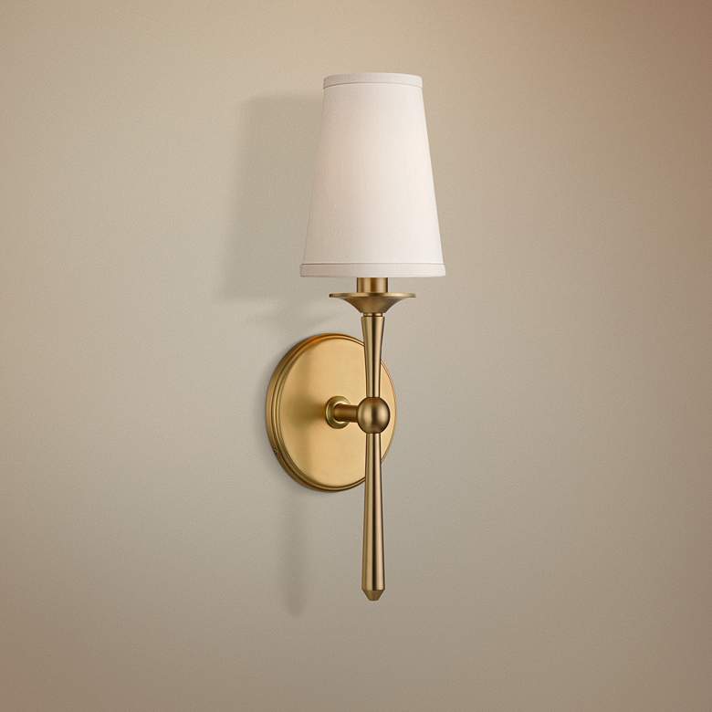 Image 1 Hudson Valley Islip 14 3/4 inch High Aged Brass Wall Sconce