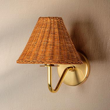 Hudson Valley Issa 10" High Aged Brass and Rattan Wall Sconce