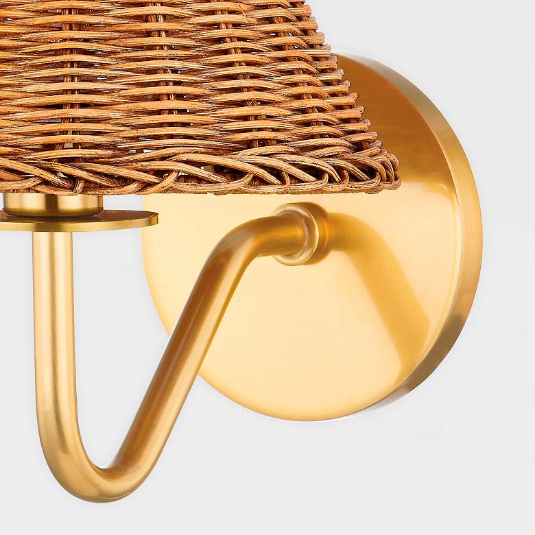 Image 4 Hudson Valley Issa 10" High Aged Brass and Rattan Wall Sconce more views