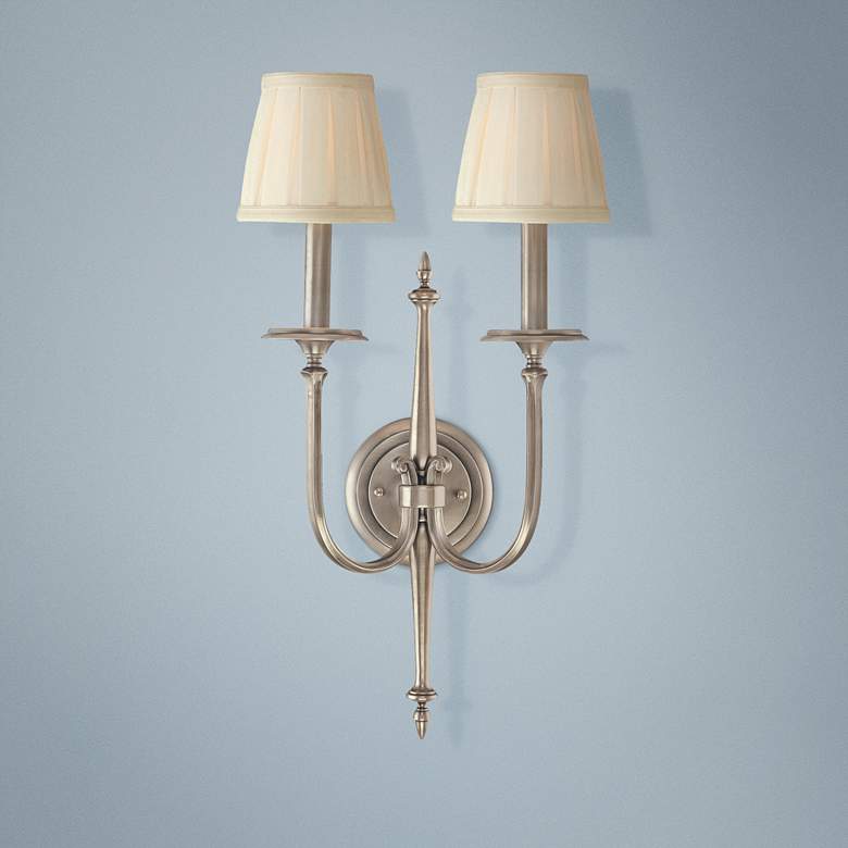 Image 1 Hudson Valley Jefferson Antique Nickel 2-Light Wall Sconce