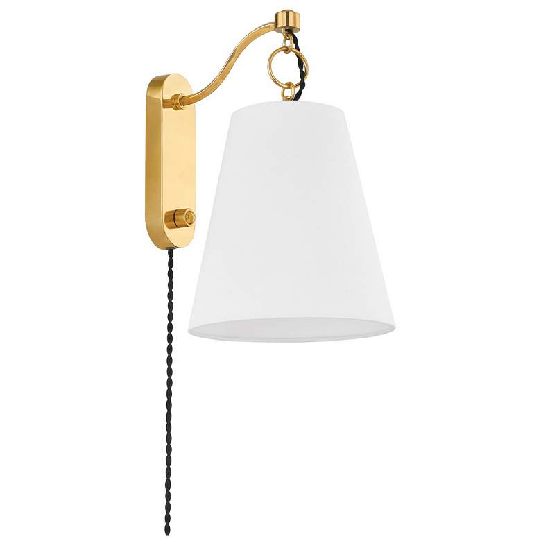 Image 1 Hudson Valley Joan 14 3/4" High Aged Brass Wall Sconce