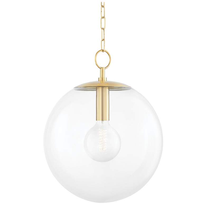 Image 1 Hudson Valley Juliana 15 3/4" Wide Aged Brass Glass Globe Pendant