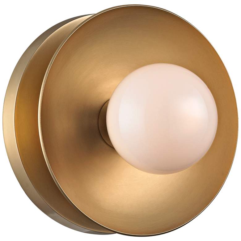 Image 1 Hudson Valley Julien 4 3/4 inchH Aged Brass LED Wall Sconce