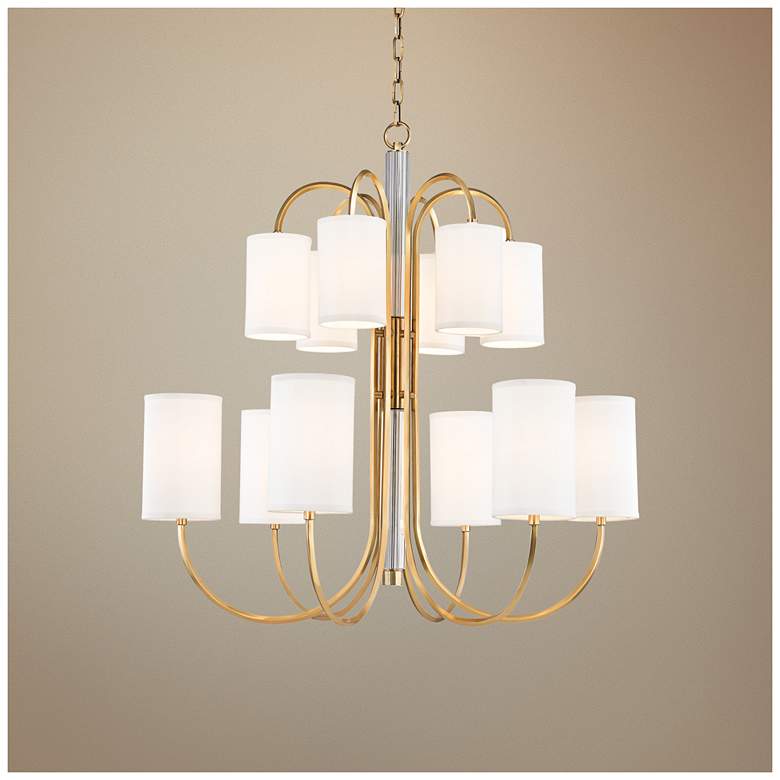 Image 1 Hudson Valley Junius 34 3/4" Wide Aged Brass Chandelier