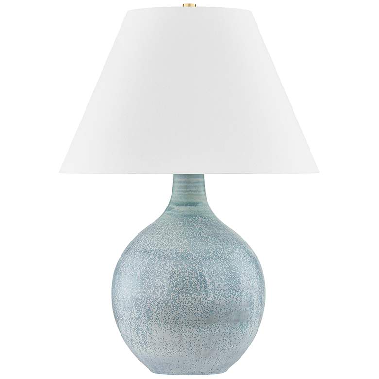 Image 1 Hudson Valley Kearny 19" 1 Lt. Aged Brass Seaglass Table Lamp