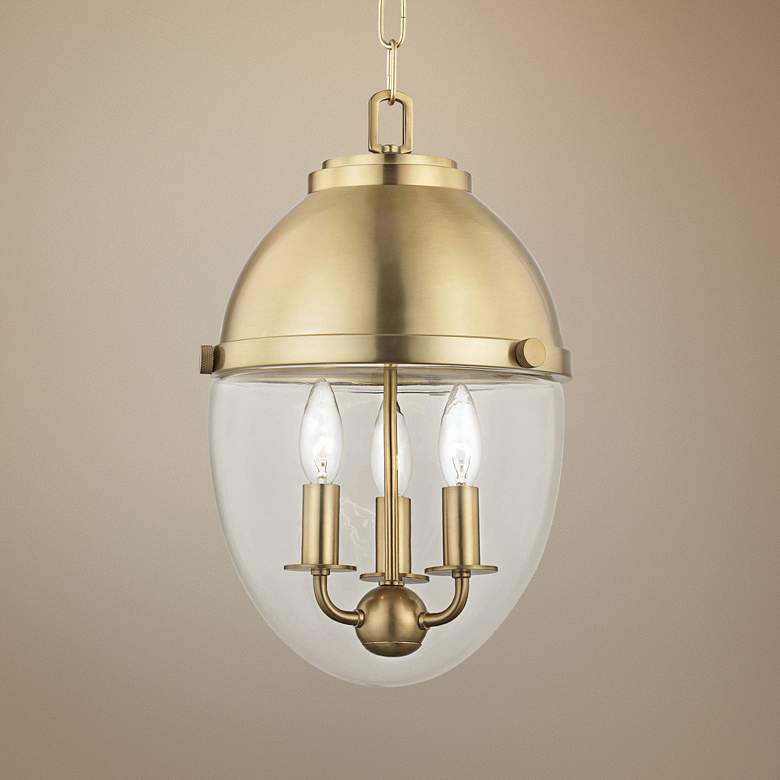 Image 1 Hudson Valley Kennedy 10"W Aged Brass 3-Light Mini Pendant